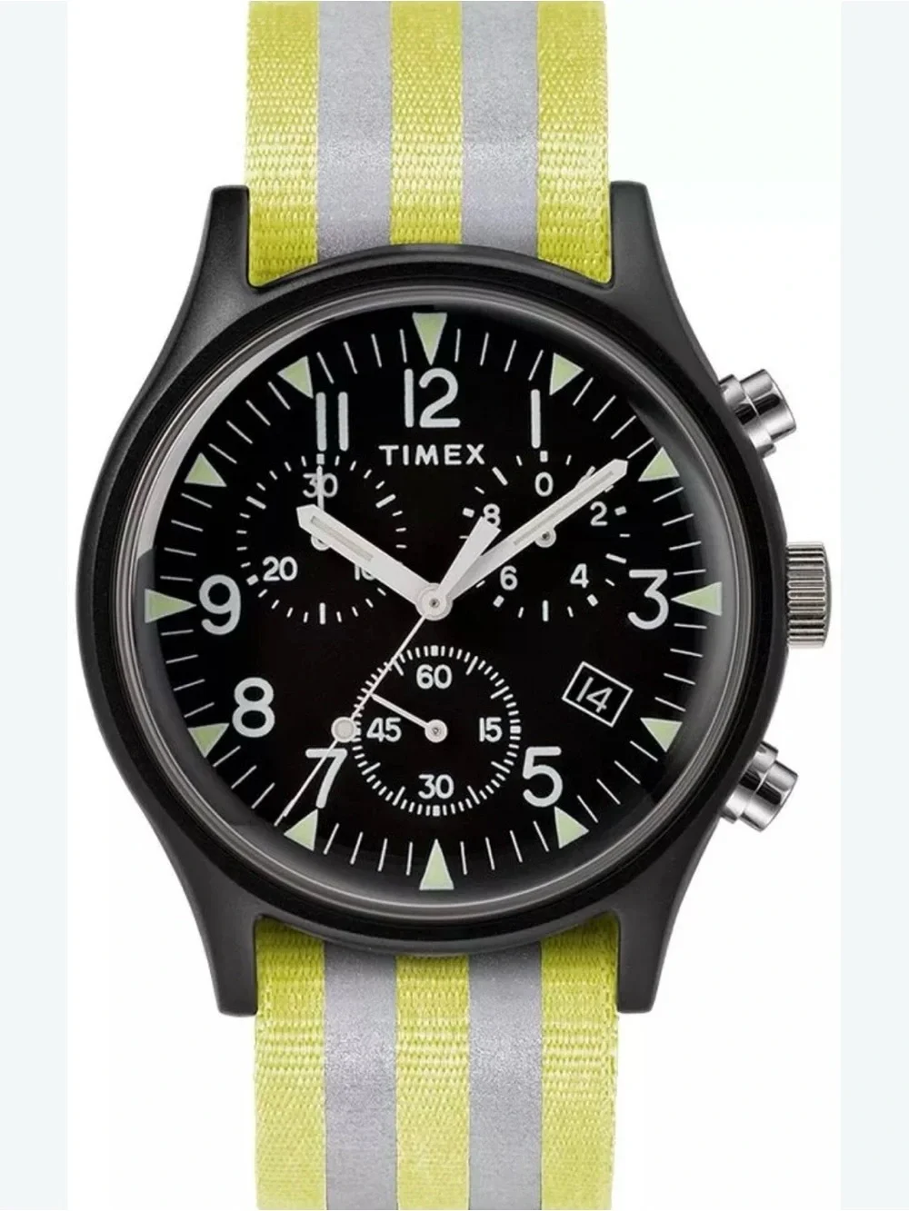 Timex Mens MK1 Aluminum Chronograph 40mm Military Inspired Grey and Yellow Band